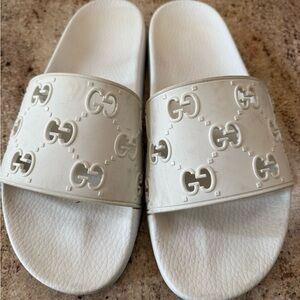 Gucci White Slide Sandals